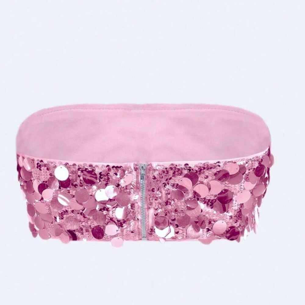 ๐ 5/$25 ๐ Beautiful Pink Sequined Tube Top - Picture 4 of 5